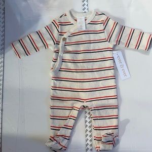 Ever& Ever Waffle Footie Cream, Red & Blue, Size Newborn with Snap Closure
